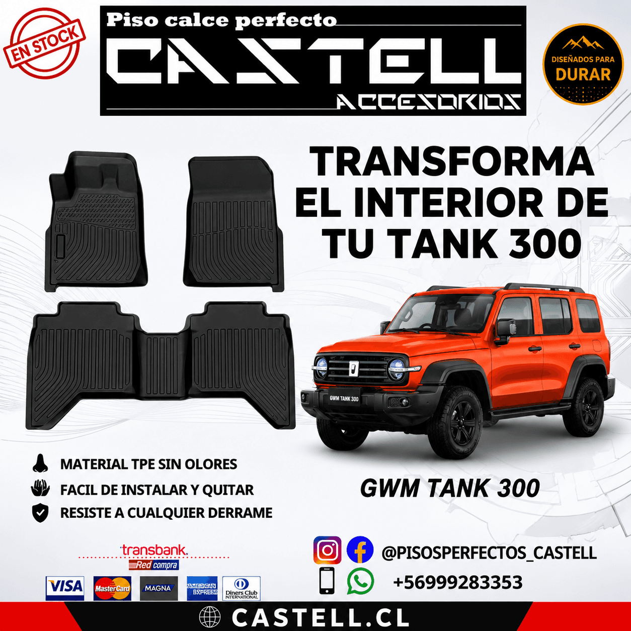 Pisos de Calce Perfecto Tank 300